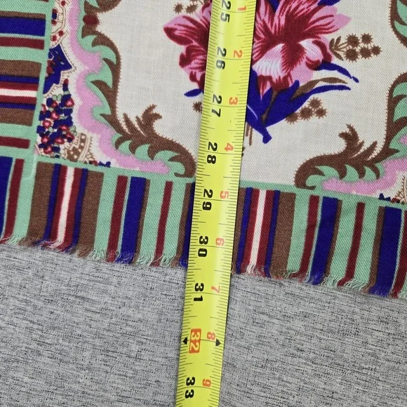 VTG  Glentex Women's Scarf  Floral Brilliant Colorful Design Frayed Edge No Tags - Picture 5 of 8